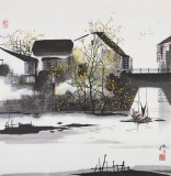 【已售】辽宁工美教授苗雨 四尺斗方《水乡之秋》师从吴冠中