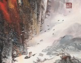 【已售】诸葛立轩 三尺《峡江金秋图》 广西美协会员