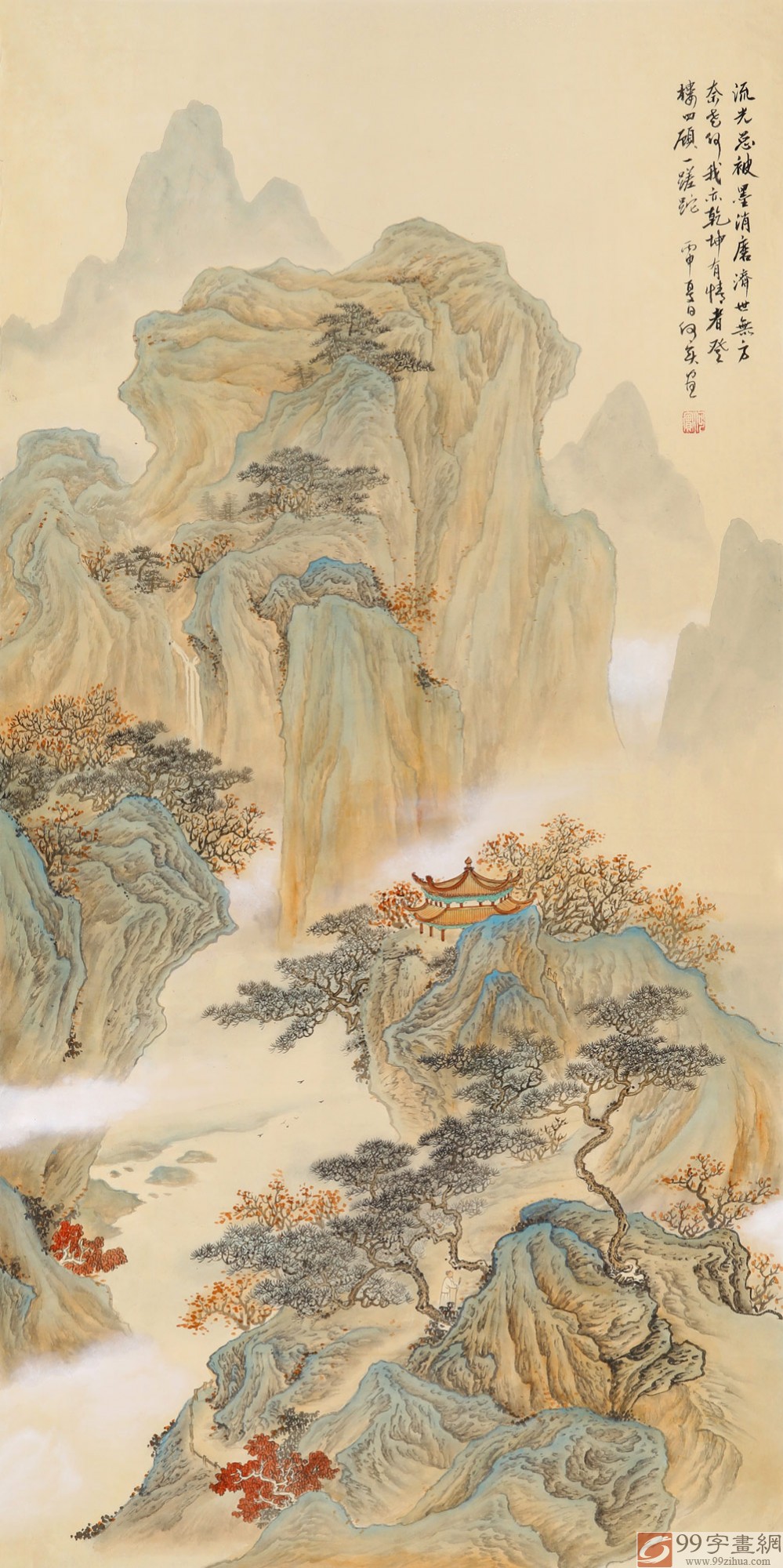 【已售】何实 四尺《流光总被墨消磨》吉林著名山水画家