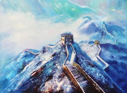 【已售】罗振宁 《长城雄姿》 布面油画