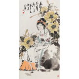 【已售】李立辰三尺《春风花草香》河北著名仕女画家（询价）