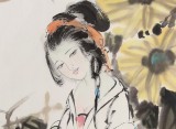 【已售】李立辰三尺《春风花草香》河北著名仕女画家（询价）