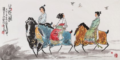 国家一级美术师王永刚 四尺《出游图》(询价)