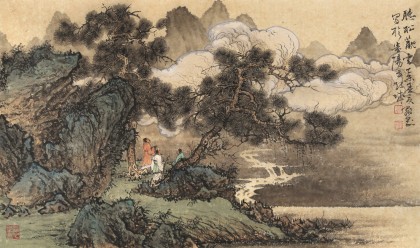 贵州七星关美协主席吴显刚 四尺三开《听松观云》