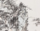 【已售】曹宝峪四尺三开《揽胜图》