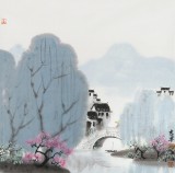 【已售】当代著名画家王寿 四尺斗方《烟雨江南》