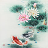 河南美协董书林四尺斗方《双锦和谐图》