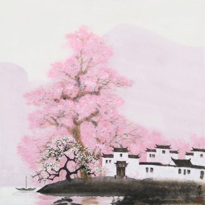 【已售】当代著名画家王寿 四尺斗方《烟雨江南》(询价)