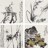 【已售】刘纪 四条屏《梅兰竹菊》 中国画大家 真迹收藏