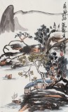 刘纪 三尺国画山水《乘风扬帆到渔家》 中国画大家 真迹收藏