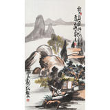 刘纪 三尺国画山水《背山面水好为家》 河南著名老画家