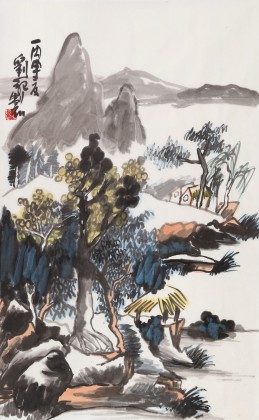 刘纪 三尺《茅屋风清图》 中国画大家 真迹收藏