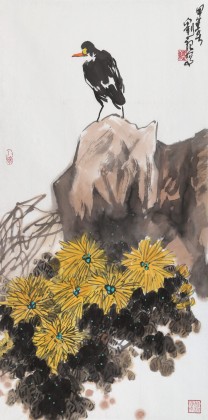 刘纪 三尺国画《秋兴图》 河南著名老画家