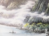 张慧仁六尺精品山水画《云出山涧里》