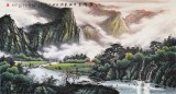 【已售】张慧仁六尺精品山水画《翠峰连云起》