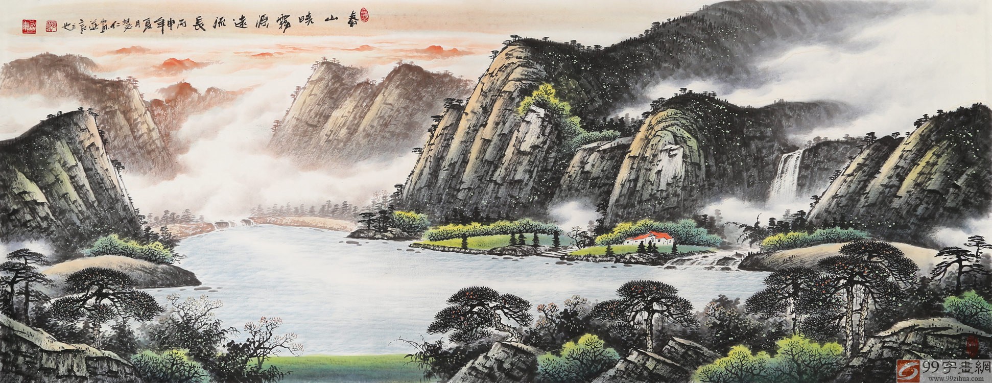 【已售】张慧仁小六尺精品山水画《春山晓雾源远流长》