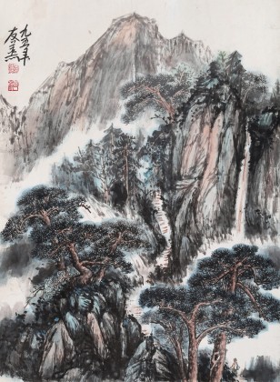 【已售】已故国画大家邹友蒸《万古青山》 1995年作