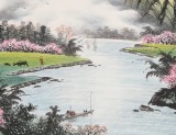 【已售】张慧仁四尺山水画《桃花源里住人家》