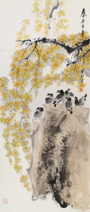 【已售】王宝钦 精品四尺花鸟《春》当代花鸟牡丹画名家（询价）
