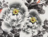 【已售】王宝钦 四尺斗方精品水墨牡丹图《富贵祥和》当代花鸟牡丹画名家（询价）