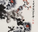 王宝钦 牡丹作品《富贵有余》当代花鸟牡丹画名家（询价）