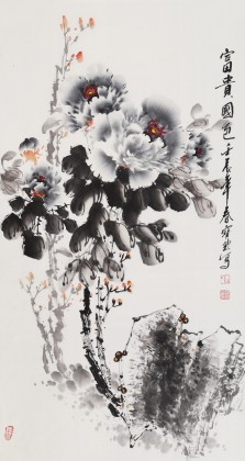 【已售】王宝钦精品三尺水墨画《富贵国色》(询价)