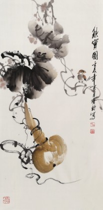 【已售】王宝钦 三尺花鸟画《秋实图》-1当代花鸟牡丹画名家