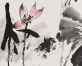 【已售】国家一级美术师王宝钦三尺国画荷花《连年有余》(询价)