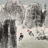 王宝钦 四尺斗方《山野两点红》当代花鸟牡丹画名家（询价）