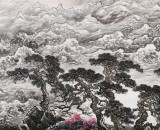 【已售】中国书画家协会理事李碧峰 大丈二山水画《观海听涛》