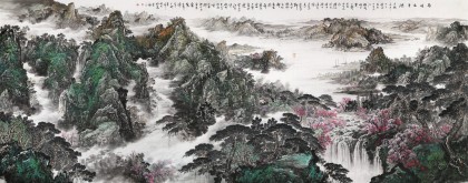 【已售】中国书画家协会理事李碧峰 大丈二山水画《高峡出平湖》