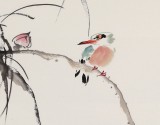 【已售】王宝钦 三尺团扇花鸟《荷香图》当代花鸟牡丹画名家（询价）