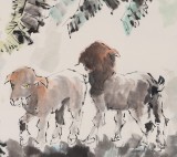当代乡土童趣绘画名家尹和平 四尺《小羊倌》
