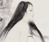 李立辰四尺斗方《荷塘深处》河北著名仕女画家（询价）