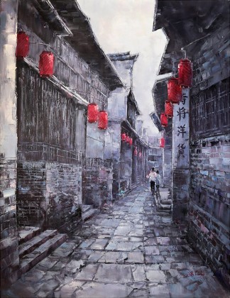 【已售】郭莹 《小巷》北京著名女油画家