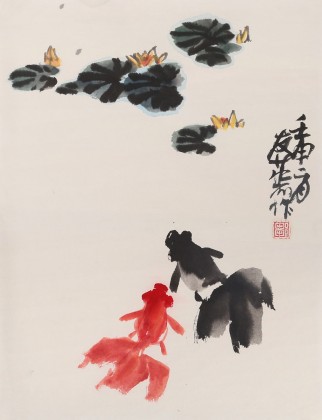 【已售】已故国画大家邹友蒸《年年有余》 1992年作