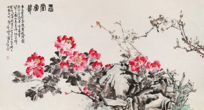 【已售】著名花鸟画家曲逸之六尺《玉堂富贵》