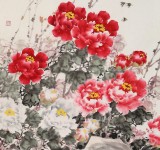 【已售】曲逸之 六尺《国色天香》 河南省著名花鸟画家