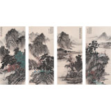 贵州七星关美协主席吴显刚 四条屏《春游图》