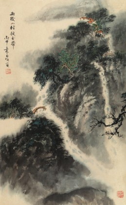 【已售】何实 四尺三开《雨后山村披玉带》吉林著名山水画家