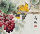 【已售】著名工笔画家赵逸梅四尺斗方《报喜图》