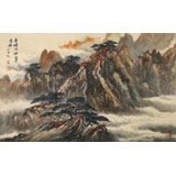 何实 四尺三开《吾将此地巢云松》吉林著名山水画家