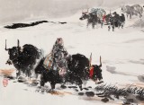 【已售】王向阳六尺对开《雪域风情》 当代著名画家（询价）