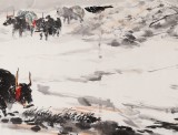 【已售】王向阳六尺对开《雪域风情》 当代著名画家（询价）