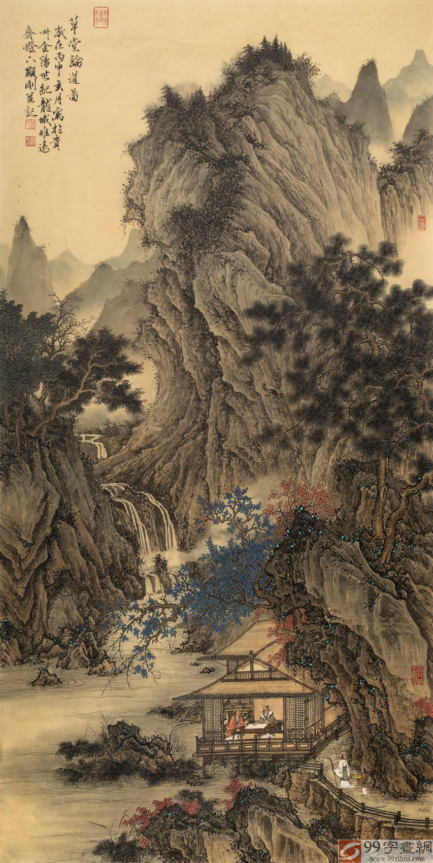 贵州七星关美协主席吴显刚 四尺《草堂论道图》 - 画