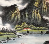 张慧仁六尺精品山水画《春山半是云》