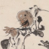 【已售】郭廷 四尺三开《赏梅图》 当代独具特色的水墨人物名家（询价）