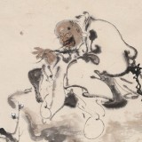 【已售】郭廷 四尺三开《赏梅图》 当代独具特色的水墨人物名家（询价）