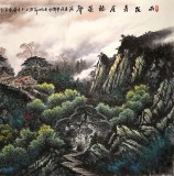【已售】张慧仁小八尺精品山水画《雨后青崖听瀑声》