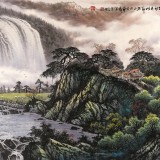 【已售】张慧仁小八尺精品山水画《雨后青崖听瀑声》
